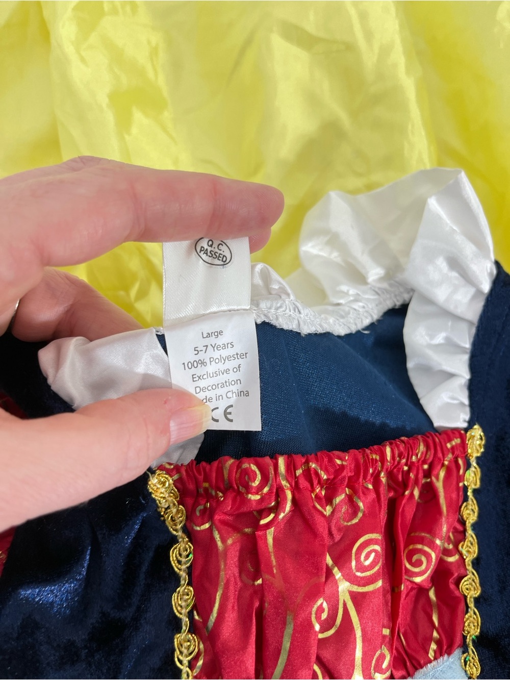 Girls' Classic Snow White Princess Costume - Red, Blue & Yellow - Picture 4 of 4